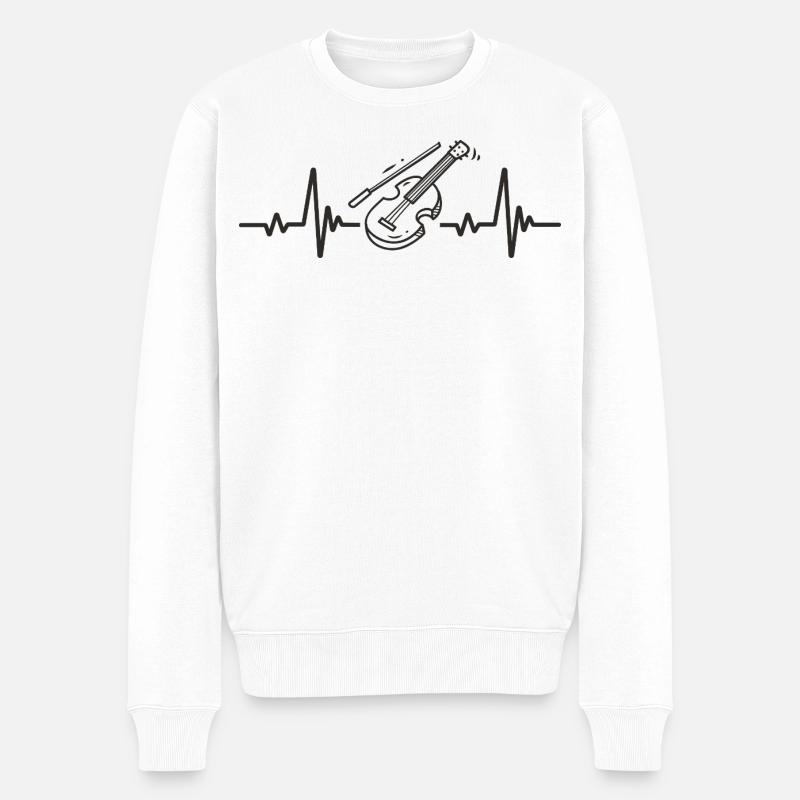 Violine Klassische Musik Rhythmusinstrument Herz - Männer Premium Bio Pullover - Weiß