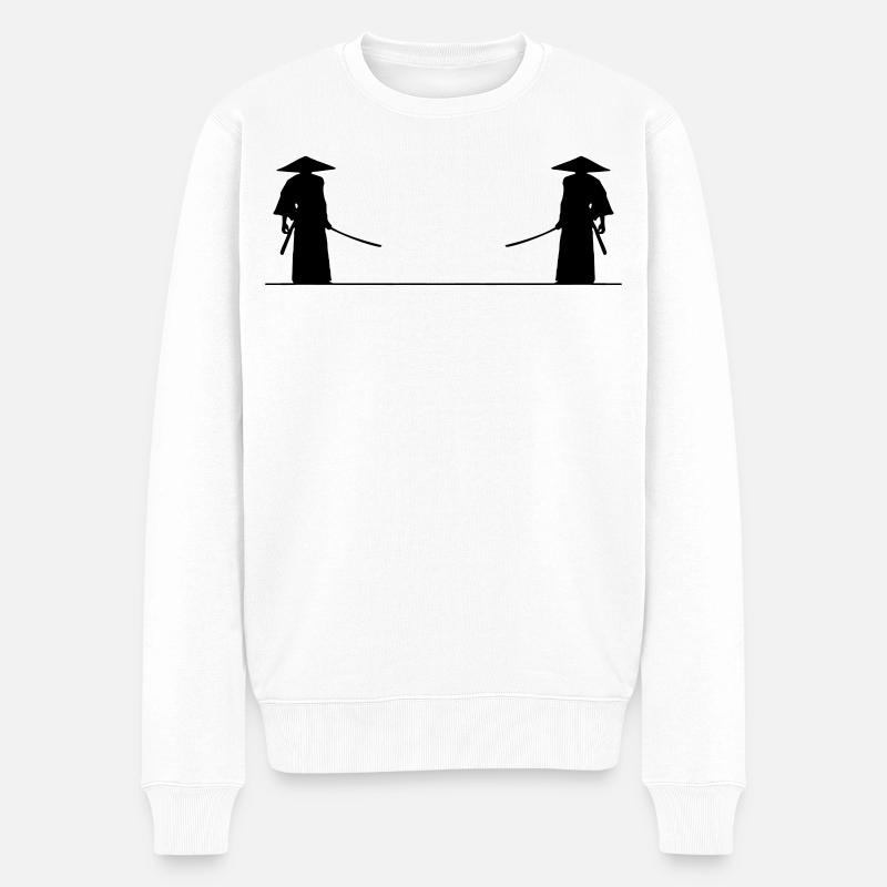 Samurai Kampf - Männer Premium Bio Pullover - Weiß