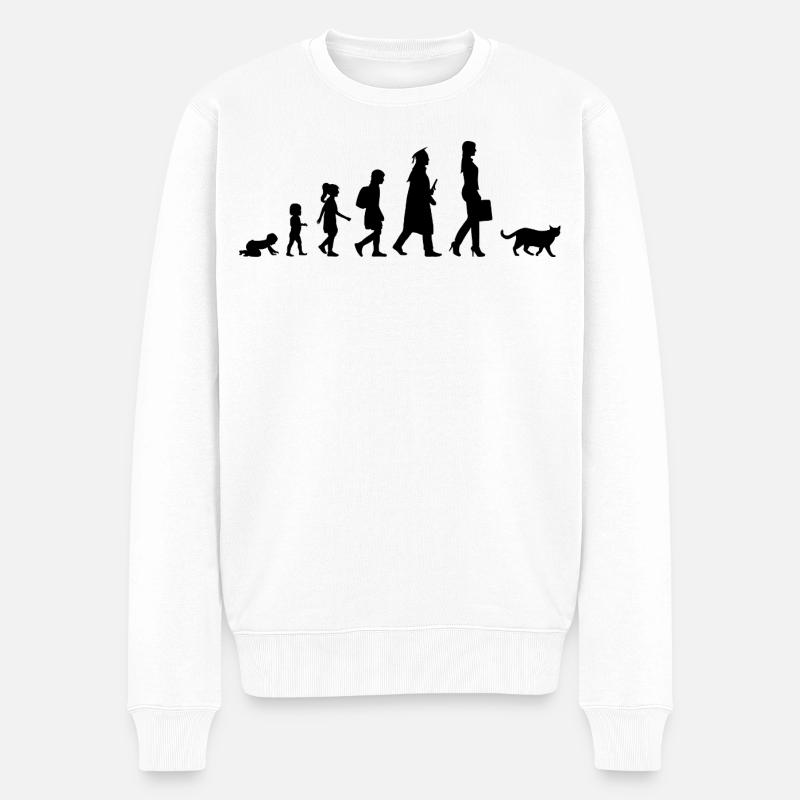 Entwicklung des Katzenbesitzers - Männer Premium Bio Pullover - Weiß