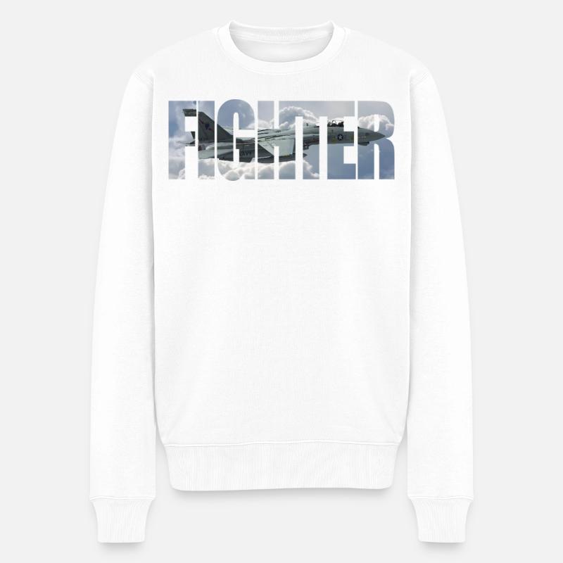 Fighter F-14 Tomcat - Männer Premium Bio Pullover - Weiß