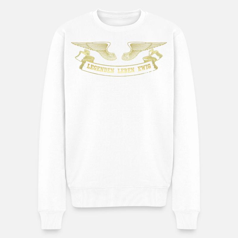 Legende mit Goldene Engelsflügel Banner - Männer Premium Bio Pullover - Weiß