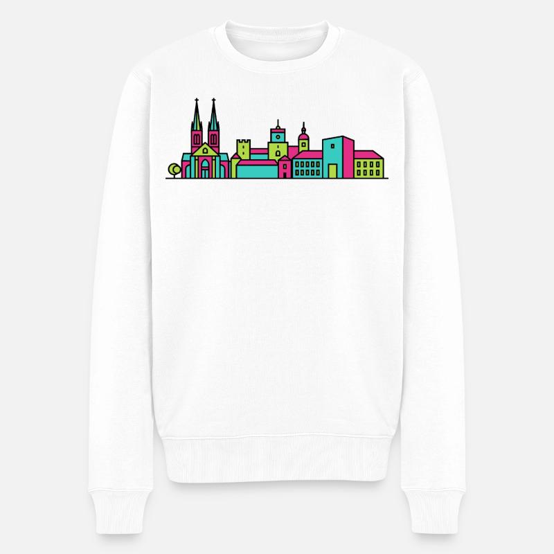 Uppsalaer Stadt-Kathedral Moderne Linienkunst - Männer Premium Bio Pullover - Weiß