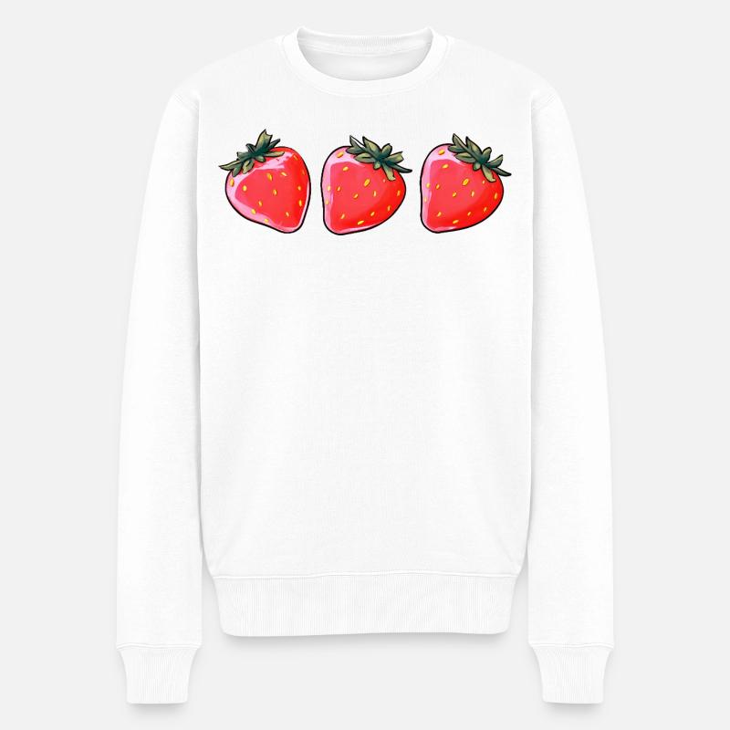Niedliche Erdbeeren - Männer Premium Bio Pullover - Weiß
