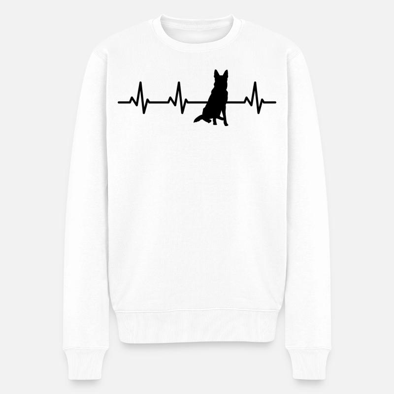 Palpitations cardiaques du berger allemand - Pull Premium bio Homme - blanc