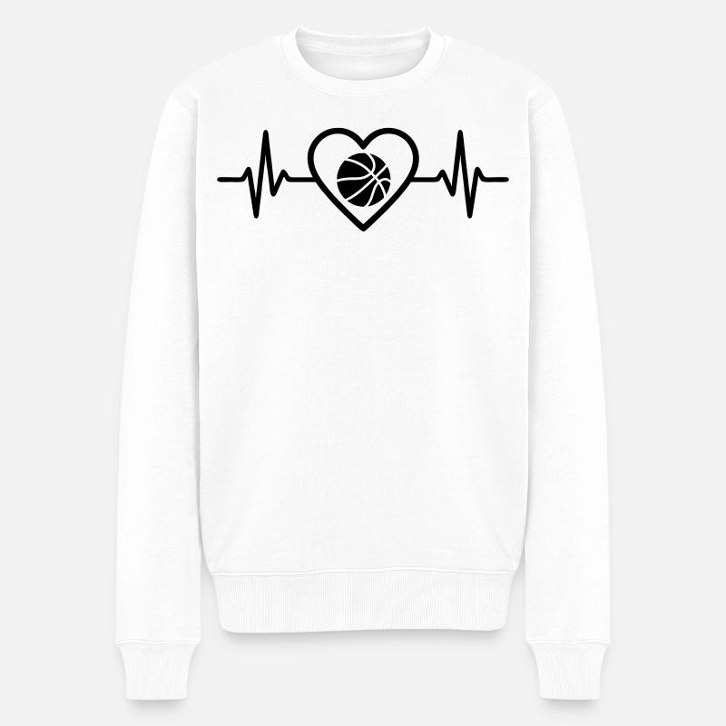 Basketball Herz - Männer Premium Bio Pullover - Weiß