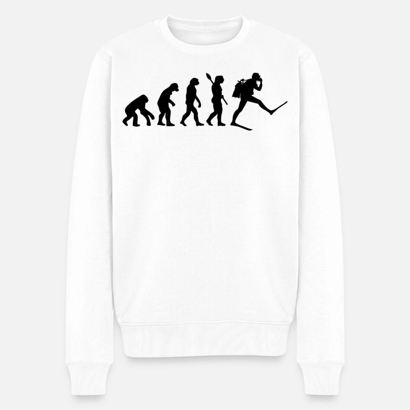 Plongeur Funny Human Evolution - Pull Premium bio Homme - blanc