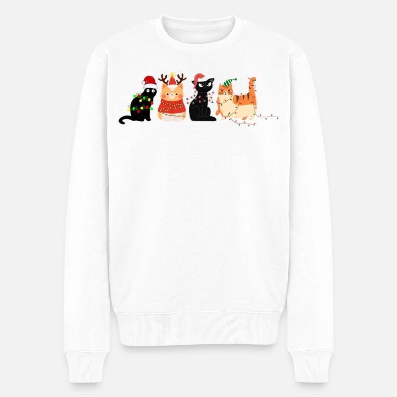Chat à Noël - Pull Premium bio Homme - blanc