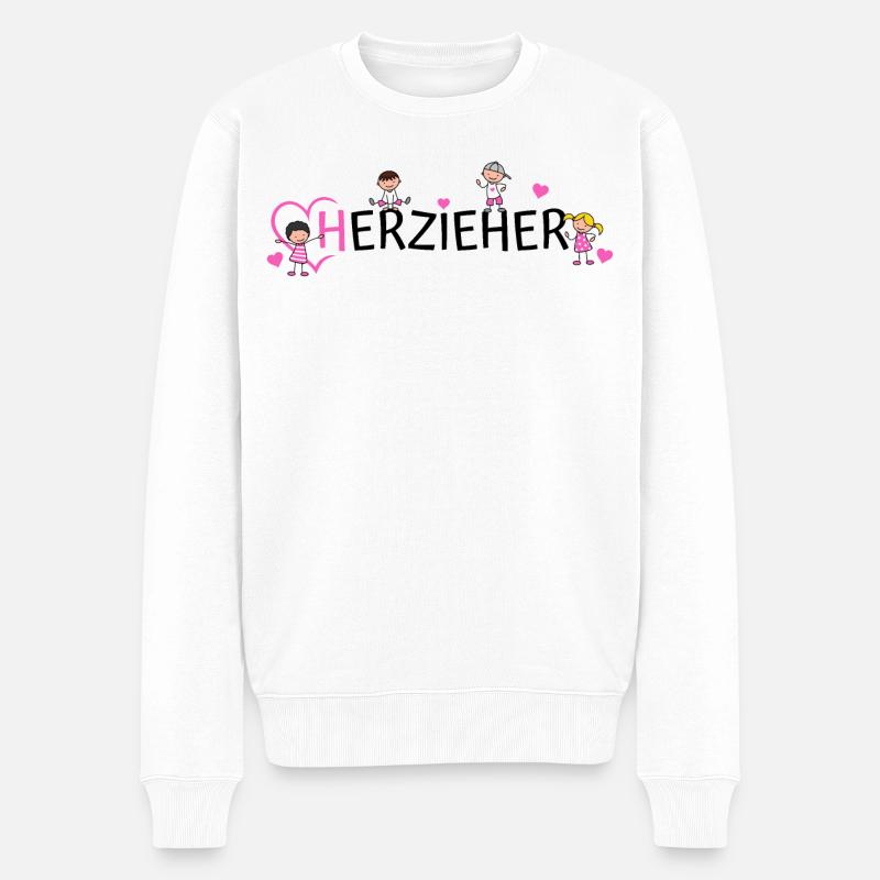 Erzieher Herz Herzieher  - Männer Premium Bio Pullover - Weiß