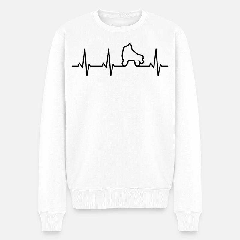 Rollschuhe EKG Herzlinie - Männer Premium Bio Pullover - Weiß