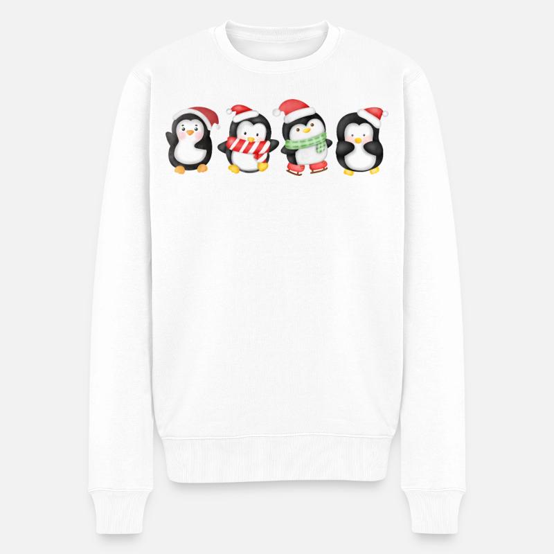 Drôle de pinguin Noël - Pull Premium bio Homme - blanc