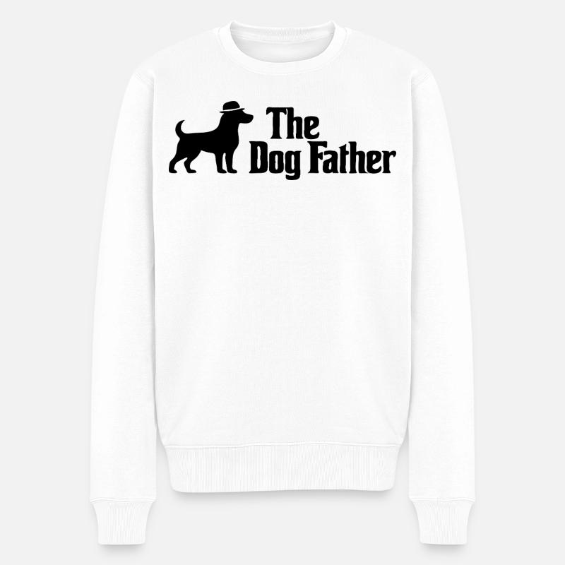 Der Hundevater Horizontale Fedora-Hundekunst - Männer Premium Bio Pullover - Weiß