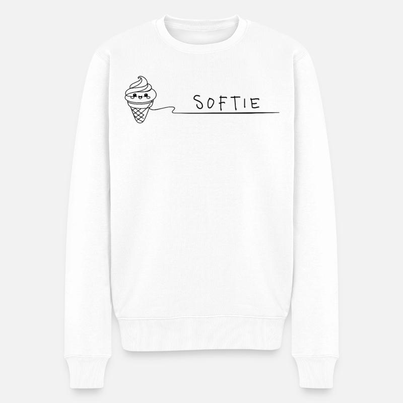 Softie Süßes Softeis Doodle Line Art - Männer Premium Bio Pullover - Weiß