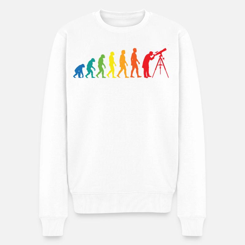 Evolution Astronomie – Weltraum Teleskop Design - Männer Premium Bio Pullover - Weiß