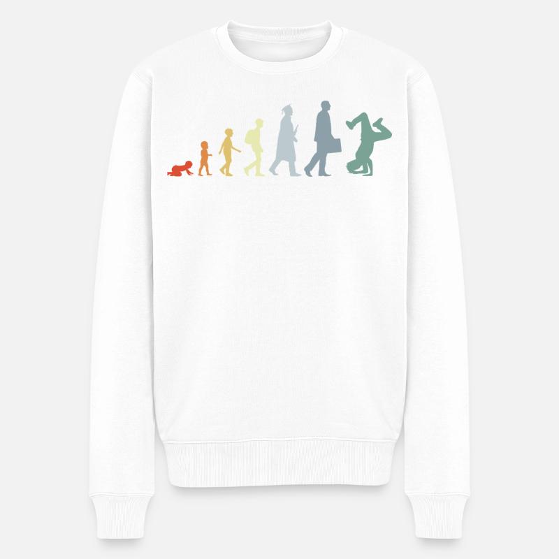 Vintage Breakdancer Evolution - Männer Premium Bio Pullover - Weiß