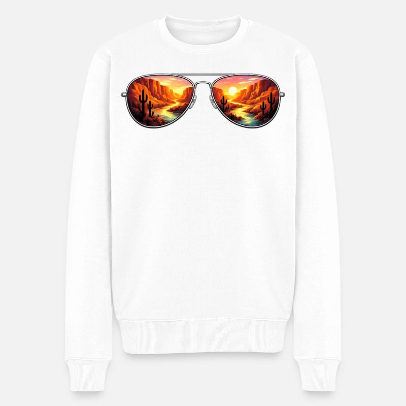 Desert Canyon Sunset Aviator - Männer Premium Bio Pullover - Weiß