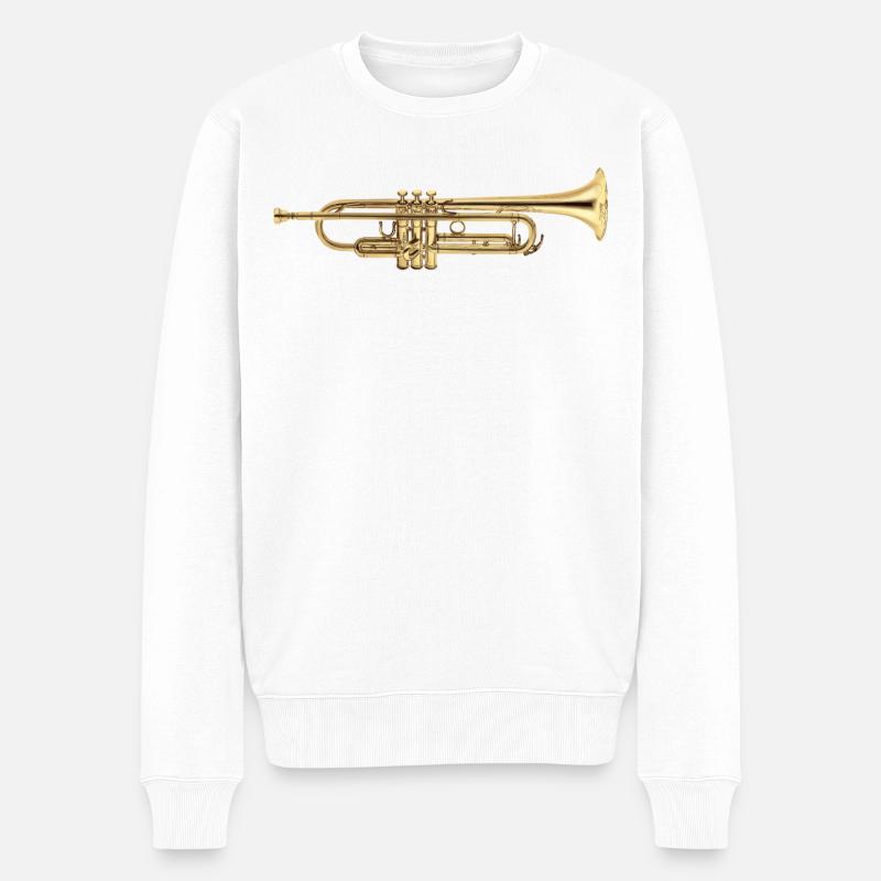 Trompete - Männer Premium Bio Pullover - Weiß