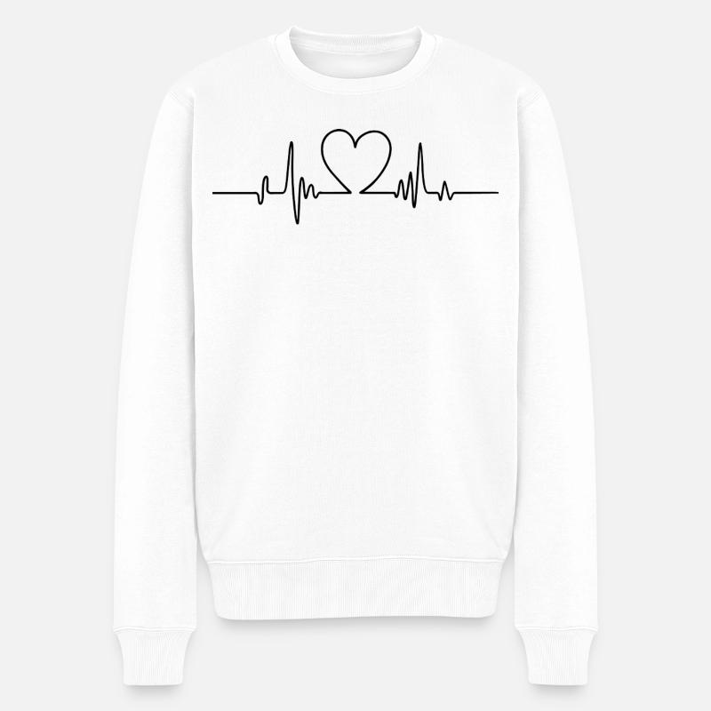 Herzschlag und unendliche Liebe - Männer Premium Bio Pullover - Weiß