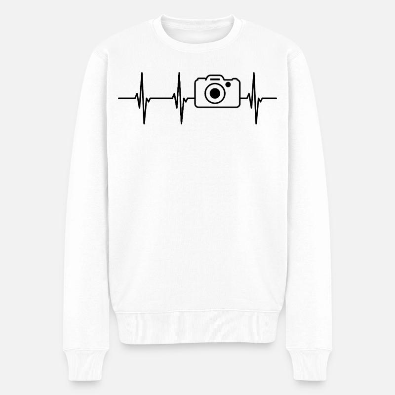 Fotografie Herzlinie - Männer Premium Bio Pullover - Weiß