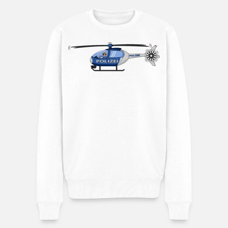 Polizei Hubschrauber Pilot - Männer Premium Bio Pullover - Weiß