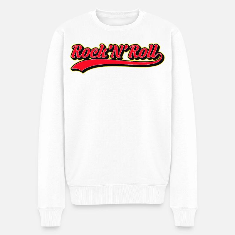 Rock 'N' Roll Retro Script Logo - Maglione ecologico premium da uomo - bianco