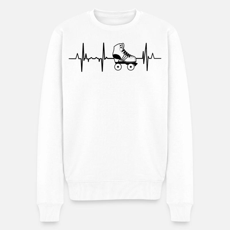 Rollschuhe Herzklopfen - Männer Premium Bio Pullover - Weiß