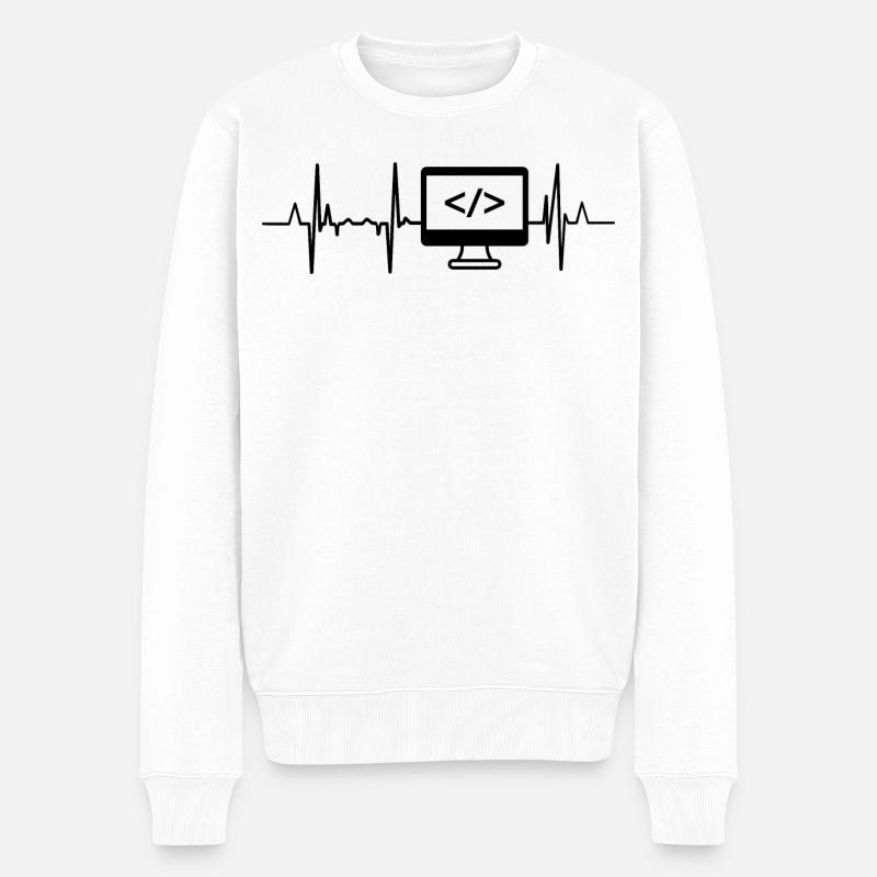Programmateur Heartbeat - Pull Premium bio Homme - blanc