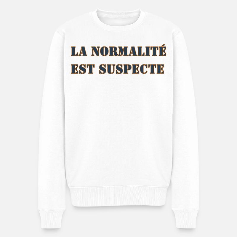 NORMALITÄT IST VERDÄCHTIG - Männer Premium Bio Pullover - Weiß