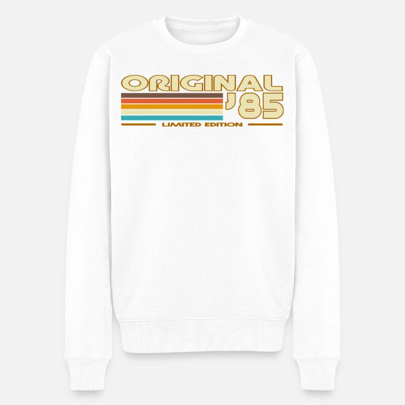 Original85 Retro-Streifen - Männer Premium Bio Pullover - Weiß