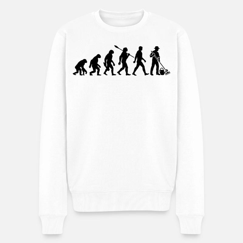 Evolution - Jardinier - Jardin - Jardinage - Pull Premium bio Homme - blanc