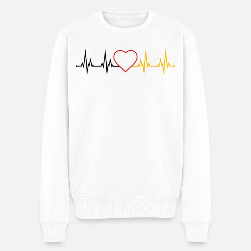 Deutschland Herzschlag  - Männer Premium Bio Pullover - Weiß