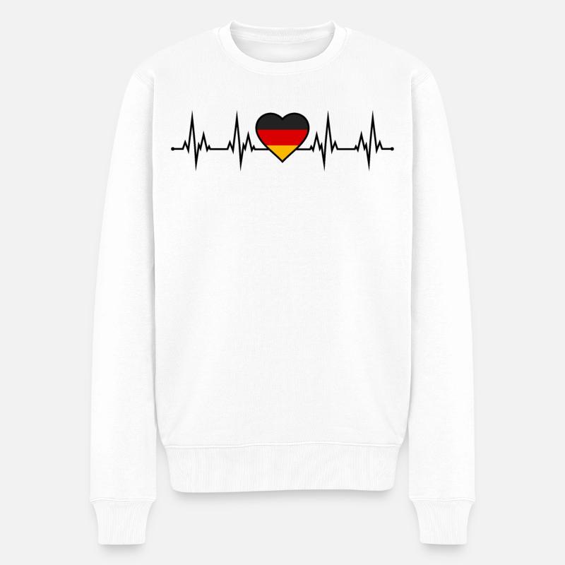 Deutschland Herzschlag - Männer Premium Bio Pullover - Weiß