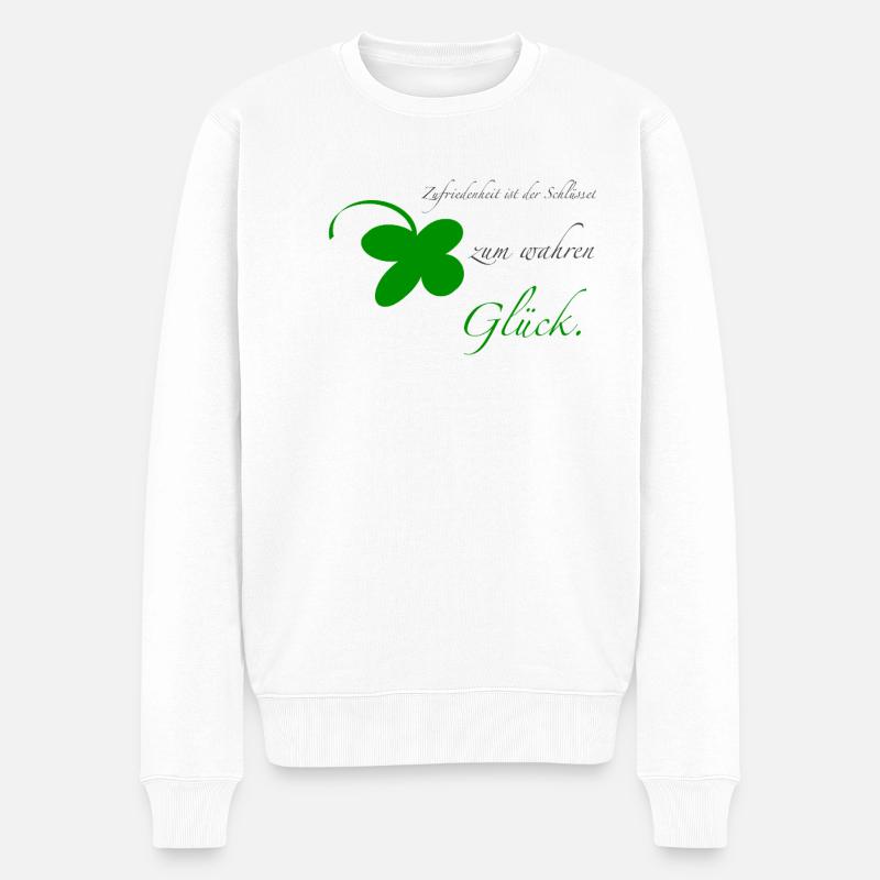 Zufriedenheit - Männer Premium Bio Pullover - Weiß