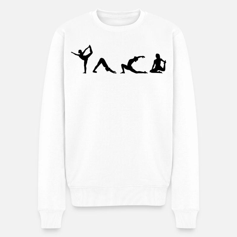 Yogini Zeichnung - Männer Premium Bio Pullover - Weiß