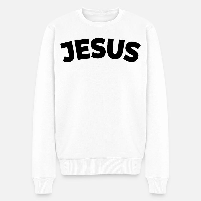 Jésus | Avec amour | Foi | Don - Pull Premium bio Homme - blanc