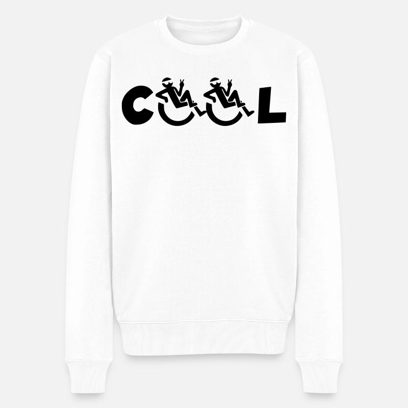 Cooler Rollstuhlfahrer, Cooler Rollstuhlfahrer * - Männer Premium Bio Pullover - Weiß