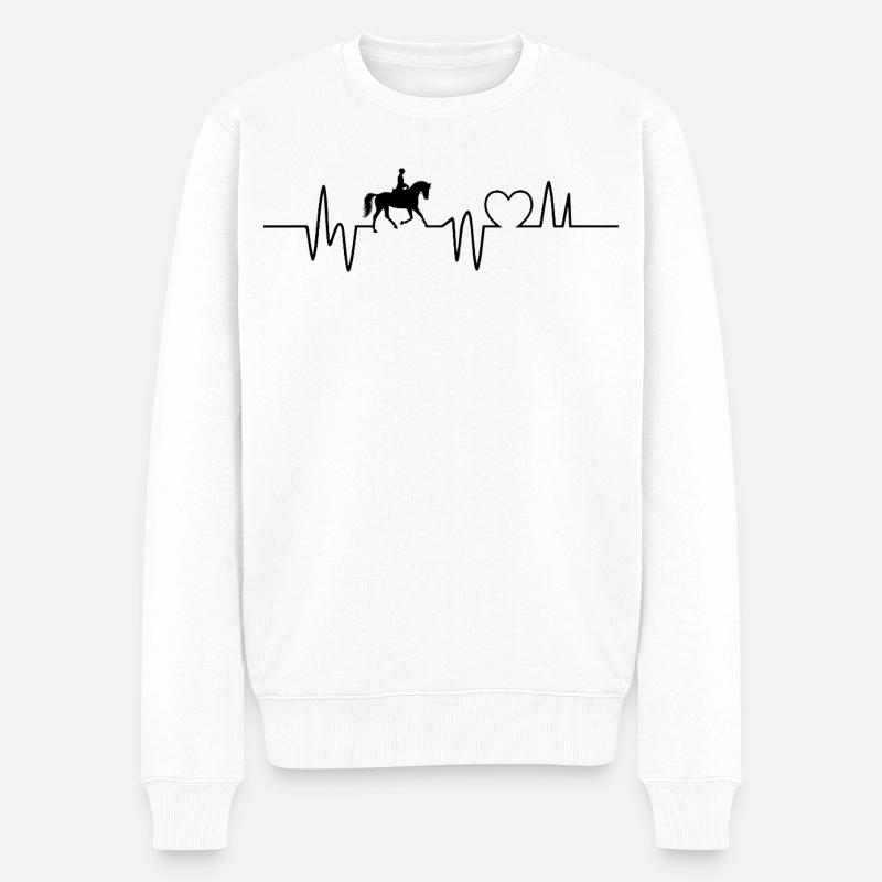 Pferd Reiter Herzschlag Reiten  - Männer Premium Bio Pullover - Weiß