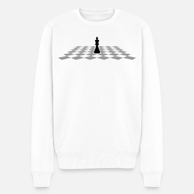 Schach König auf Schachbrett - Männer Premium Bio Pullover - Weiß