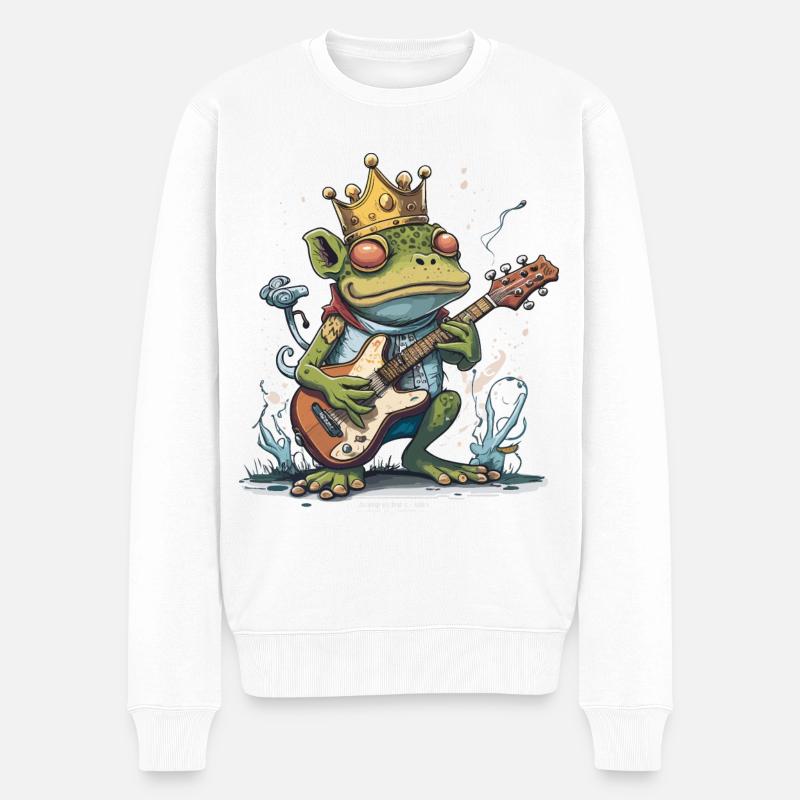 Frosch-Wippe - Männer Premium Bio Pullover - Weiß