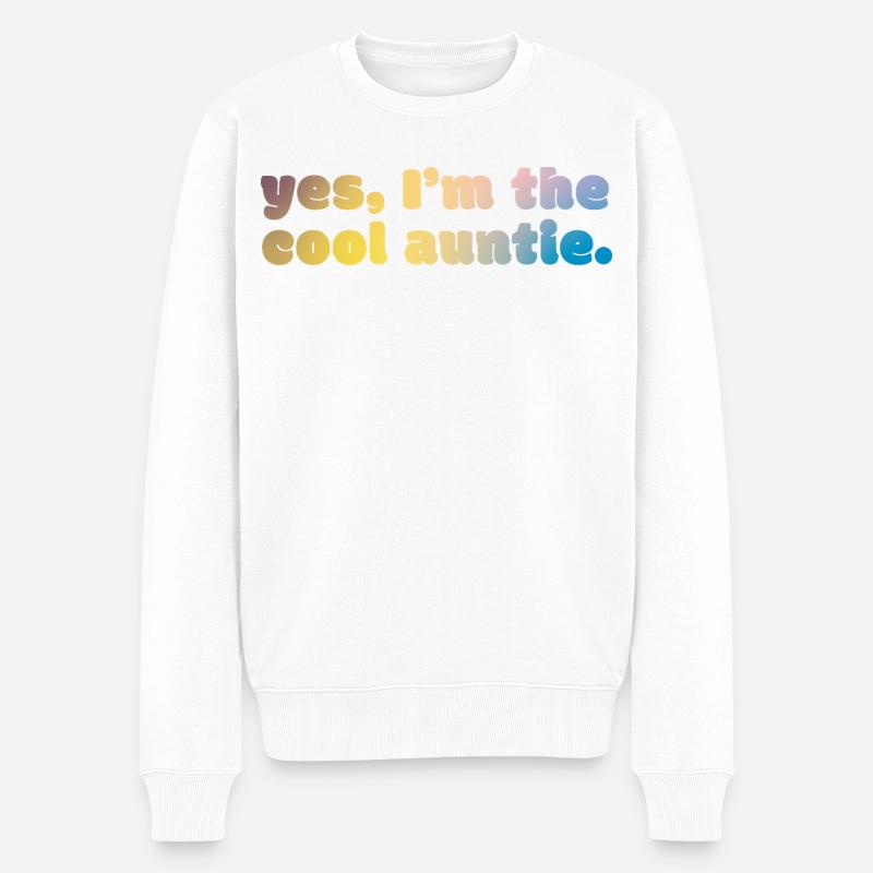 Cool Auntie Statement - Männer Premium Bio Pullover - Weiß