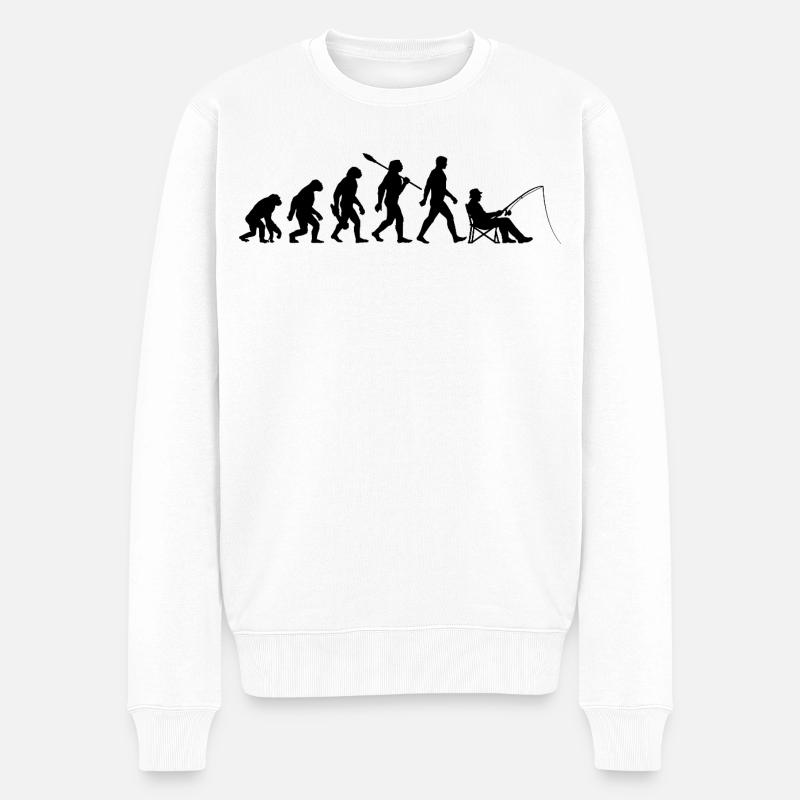 Evolution - Pêche, Cadeau de pêcheur - Pull Premium bio Homme - blanc