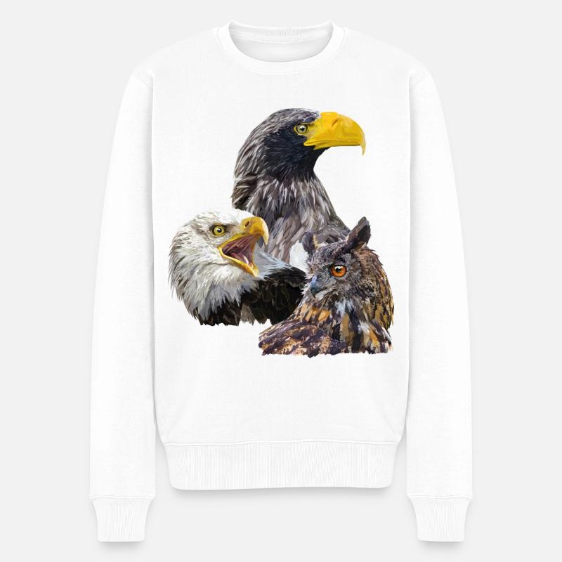 Pigargos und Eule - Männer Premium Bio Pullover - Weiß