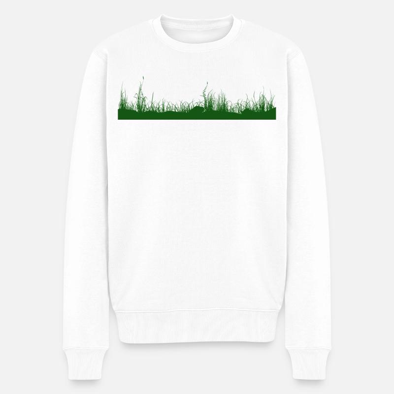 Herbe, sol, prairie, prairie herbeuse - Pull Premium bio Homme - blanc