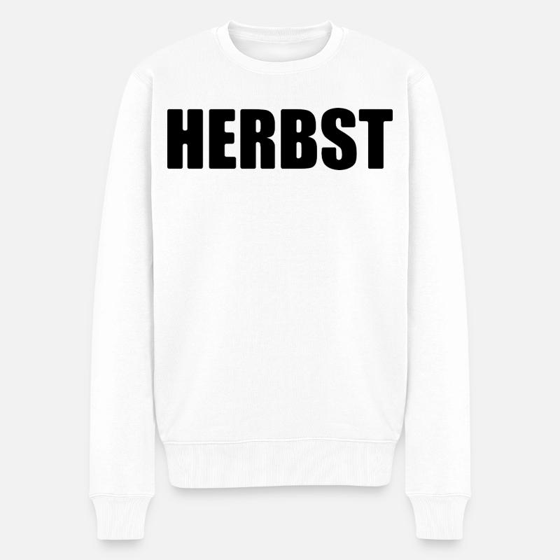 Herbst - minimalistisches Design - Männer Premium Bio Pullover - Weiß