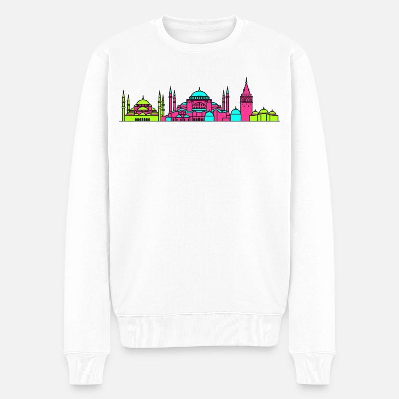 Istanbuler Stadtskyline Hagia Sophia Kunst - Männer Premium Bio Pullover - Weiß