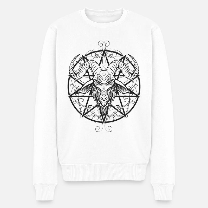 Black Baphomet - Männer Premium Bio Pullover - Weiß