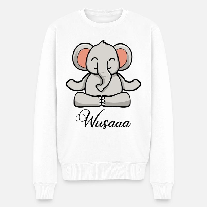 Auszeit Durchatmen Wusaaa Elefant - Männer Premium Bio Pullover - Weiß