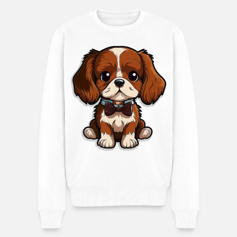 Eleganter Welpe - Männer Premium Bio Pullover - Weiß