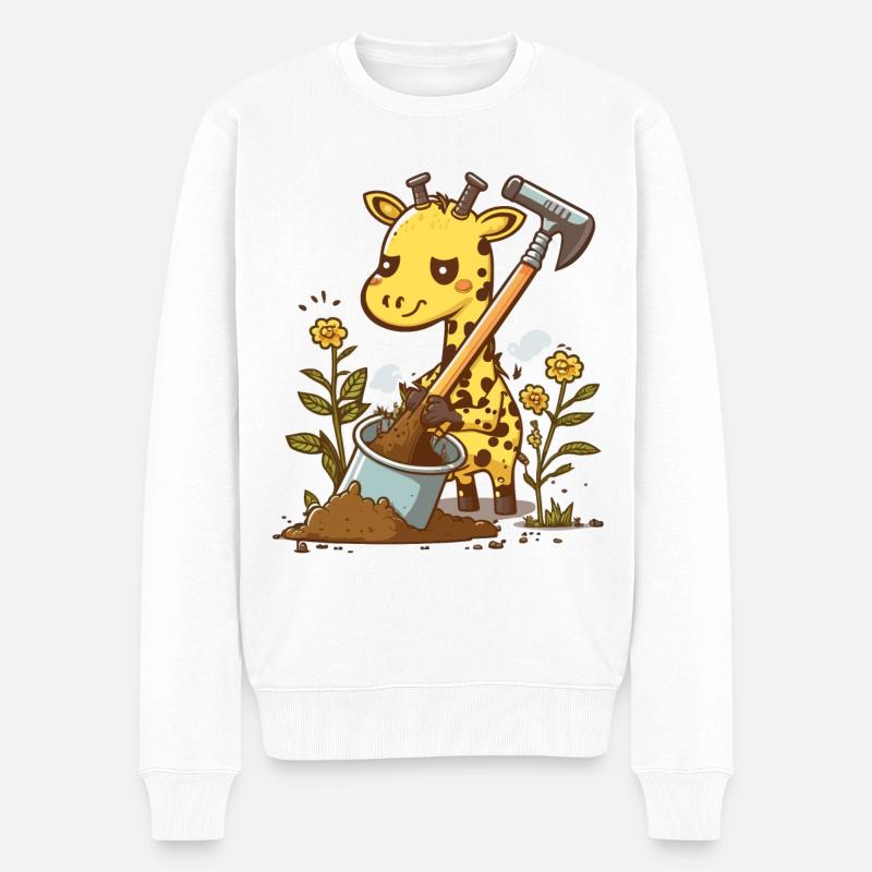 Giraffen-Gärtner - Männer Premium Bio Pullover - Weiß