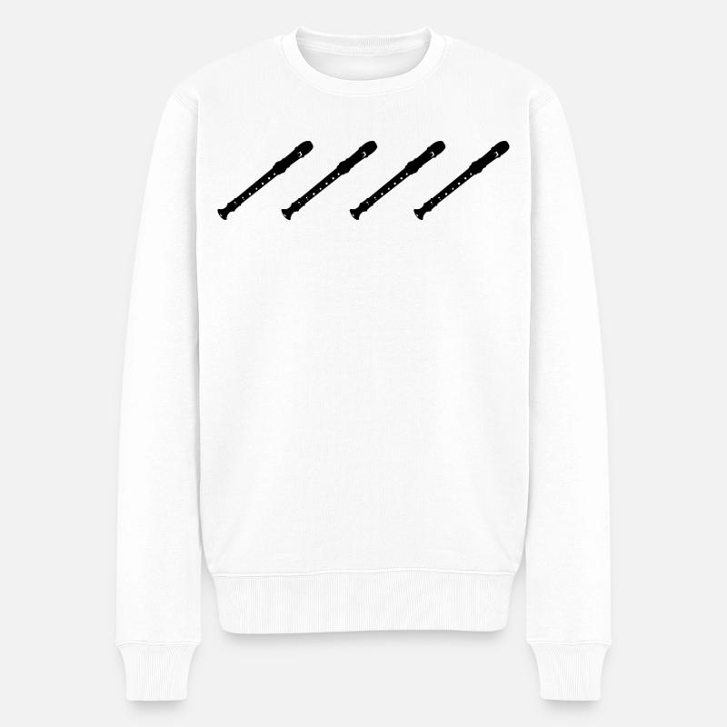 Flöten - Männer Premium Bio Pullover - Weiß