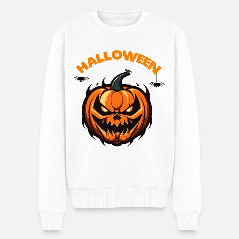 Halloween, ein aggressiver Kürbis - Männer Premium Bio Pullover - Weiß